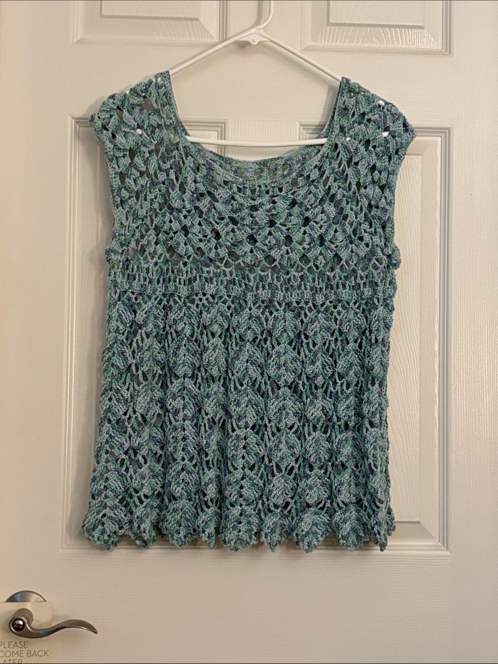 Crochet Lace Scoop Neck Tank Top - Seafoam Green